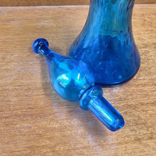 Load image into Gallery viewer, VINTAGE BLUE EMPOLI GLASS DECANTER BOTTLE WITH STOPPER
