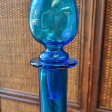 Load image into Gallery viewer, VINTAGE BLUE EMPOLI GLASS DECANTER BOTTLE WITH STOPPER
