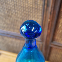 Load image into Gallery viewer, VINTAGE BLUE EMPOLI GLASS DECANTER BOTTLE WITH STOPPER
