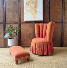 Load image into Gallery viewer, VINTAGE MID CENTURY BOUDOIR BEDROOM CHAIR &amp; OTTOMAN
