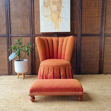 Load image into Gallery viewer, VINTAGE MID CENTURY BOUDOIR BEDROOM CHAIR &amp; OTTOMAN
