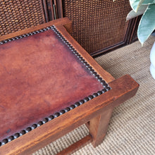 Load image into Gallery viewer, VINTAGE LEATHER &amp; TIMBER STOOL OR LOW TABLE
