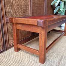 Load image into Gallery viewer, VINTAGE LEATHER &amp; TIMBER STOOL OR LOW TABLE
