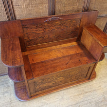 Load image into Gallery viewer, VINTAGE SOLID HARDWOOD &#39;SETTLE BENCH&#39; HALL SEAT
