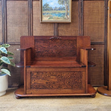 Load image into Gallery viewer, VINTAGE SOLID HARDWOOD &#39;SETTLE BENCH&#39; HALL SEAT
