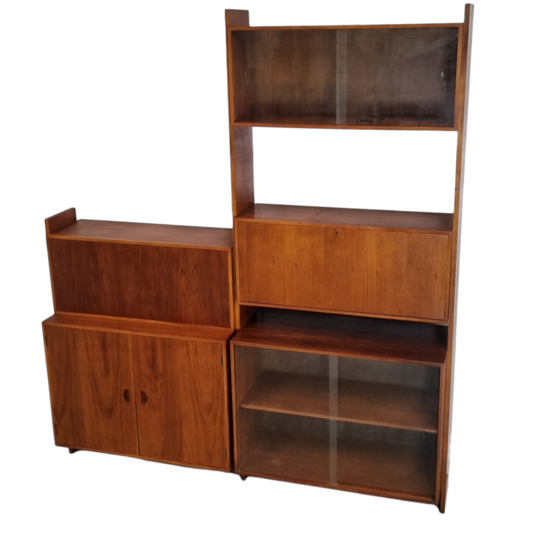 MID CENTURY MODULAR WALL UNIT SECRETAIRE COCKTAIL CABINET