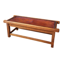 Load image into Gallery viewer, VINTAGE LEATHER &amp; TIMBER STOOL OR LOW TABLE
